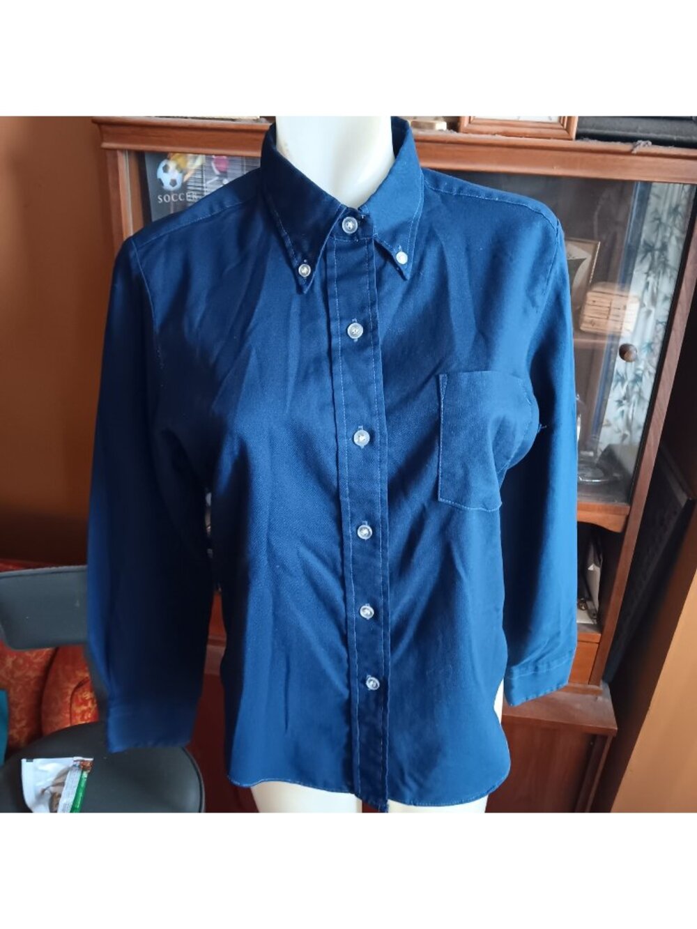 Tru Vintage Women's Oxford Shirt Medium Carol Brent 1960's Distress Indy Girl